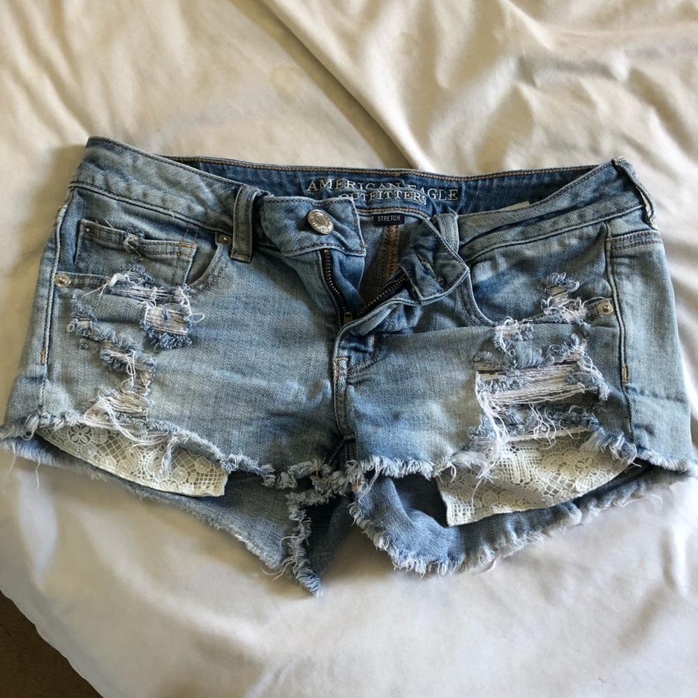 Low rise jean shorts